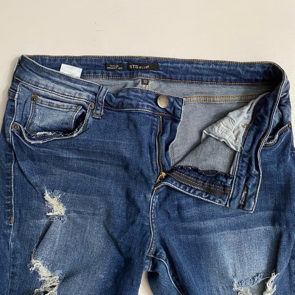 STS Blue Taylor Straight Leg Distressed Raw-Hem Embroidered Denim Jean Women 32 - Picture 11 of 11